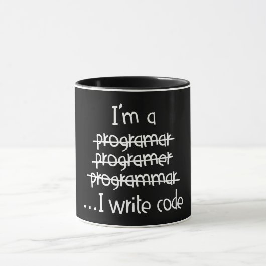 Ik Schrijf Code Programmeur Humor Typografie Grafi Mok (Midden)