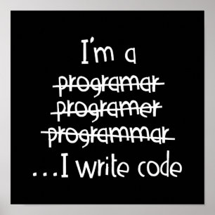 Ik Schrijf Code Programmeur Humor Typografie Grafi Poster