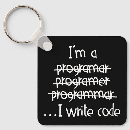 Ik Schrijf Code Programmeur Humor Typografie Grafi Sleutelhanger (Voorkant)