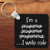 Ik Schrijf Code Programmeur Humor Typografie Grafi Sleutelhanger (Voorkant)
