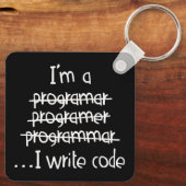 Ik Schrijf Code Programmeur Humor Typografie Grafi Sleutelhanger (Achterkant)