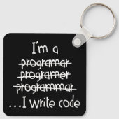 Ik Schrijf Code Programmeur Humor Typografie Grafi Sleutelhanger (Achterkant)
