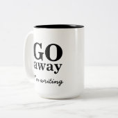 Ik schrijf de koffie-Mok van schrijver af Tweekleurige Koffiemok (Voorkant links)