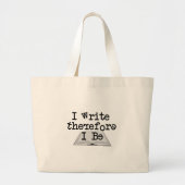 Ik schrijf dus op als grappige grammatica fout grote tote bag (Voorkant)
