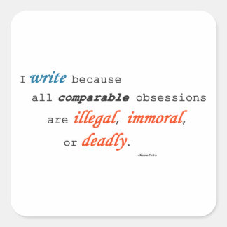 Ik schrijf omdat.. vierkante sticker