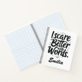 Ik schrik beter met woorden aangepaste naam Hallow Notitieboek (Binnen)