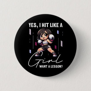 Ik Sla Als Een Meisje Wil Een Les Grappige Kickbok Ronde Button 5,7 Cm