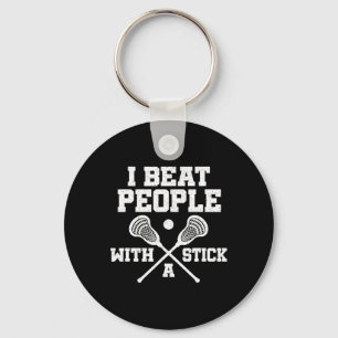 Ik sla mensen met een grappige lacrosse. sleutelhanger