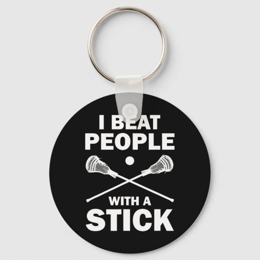 Ik sla mensen met een grappige Lacrosse speler Sleutelhanger (Voorkant)