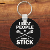 Ik sla mensen met een grappige Lacrosse speler Sleutelhanger (Voorkant)