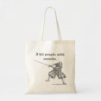 "Ik sla mensen met zwaarden" canvas tas
