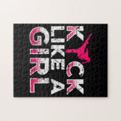 Ik sla op een meisje dat Karate Kickboxing is Legpuzzel (Horizontaal)