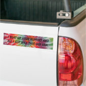 Ik sla vier hippies op bumpersticker (Op Truck)