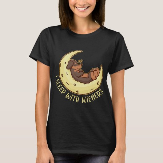 Ik slaap met Wieners een Dachshund Mam T-shirt (Voorkant)