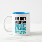 Ik slaap niet, ik ruik gewoon mijn ogen. tweekleurige koffiemok (Links)