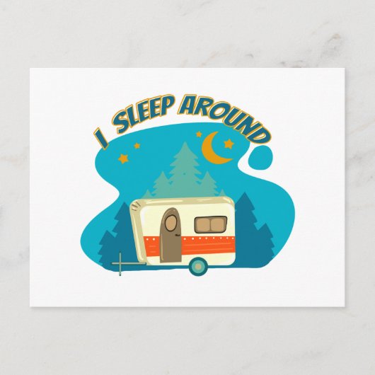 Ik slaap rond Camper van Camping Explorer Natuur Briefkaart (Voorkant)