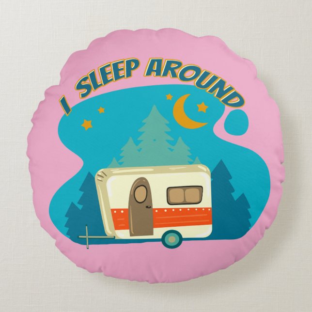 Ik slaap rond Camper van Camping Explorer Natuur Kussen (Voorkant)