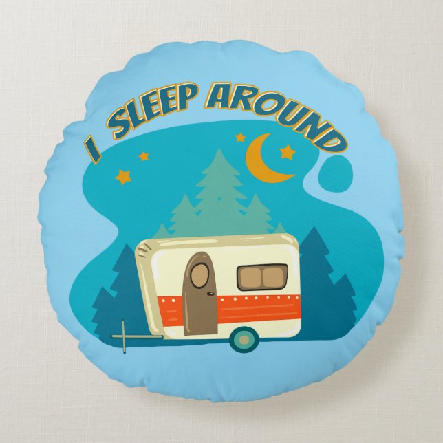 Ik slaap rond Camper van Camping Explorer Natuur Kussen (Voorkant)