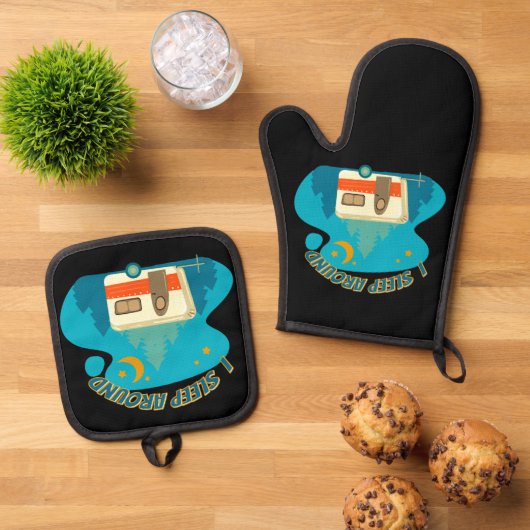 Ik slaap rond Camper van Camping Explorer Natuur Ovenwant & Pannenlap Set (Top down)