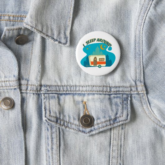 Ik slaap rond Camper van Camping Explorer Natuur Ronde Button 5,7 Cm (In situ)