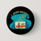 Ik slaap rond Camper van Camping Explorer Natuur Ronde Button 5,7 Cm (Voorkant)