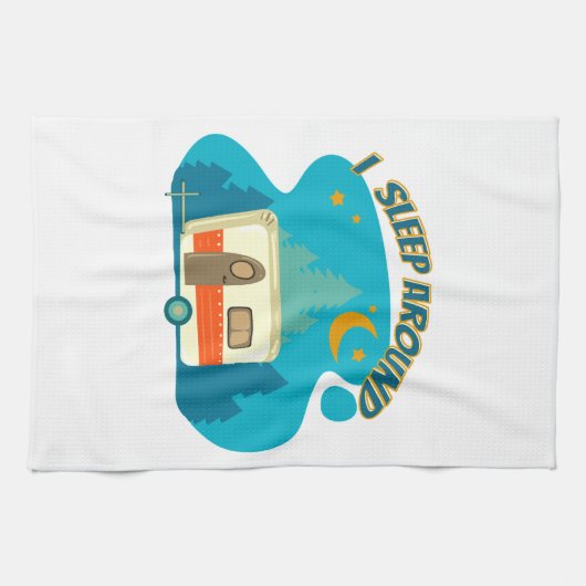 Ik slaap rond Camper van Camping Explorer Natuur Theedoek (Horizontaal)