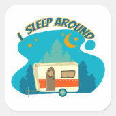 Ik slaap rond Camper van Camping Explorer Natuur Vierkante Sticker (Voorkant)