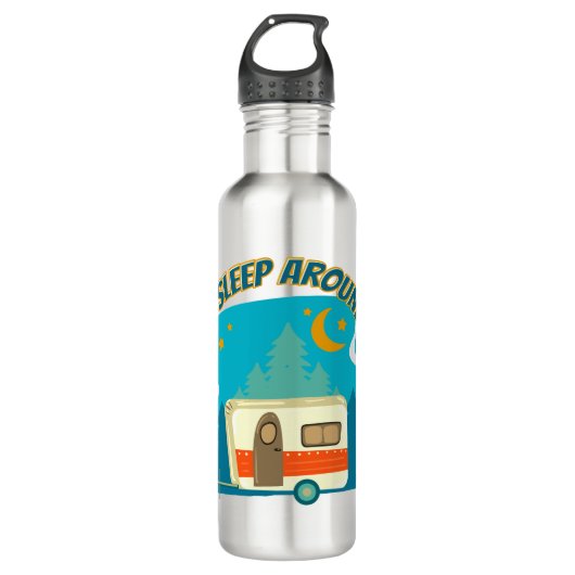 Ik slaap rond Camper van Camping Explorer Natuur Waterfles (Voorkant)