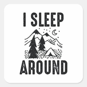 Ik slaap rond vierkante sticker