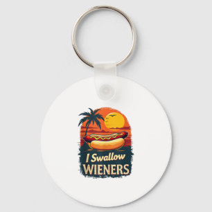 Ik slik Saucy Wieners Funny Adult Joke Hot Dogs Sleutelhanger