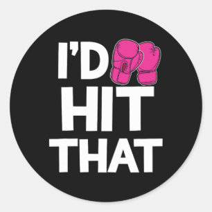 Ik sloeg die kickboks grappige roze handschoenen T Ronde Sticker