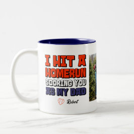 Ik sloeg een Homerun vader foto vaders dag honkbal Tweekleurige Koffiemok