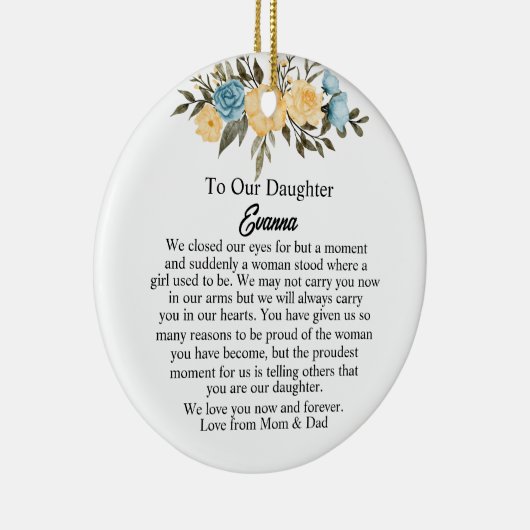 Ik sloot mijn ogen, dochter Ornament, sentimenteel Keramisch Ornament (Rechts)