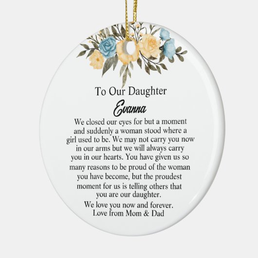 Ik sloot mijn ogen, dochter Ornament, sentimenteel Keramisch Ornament (Links)