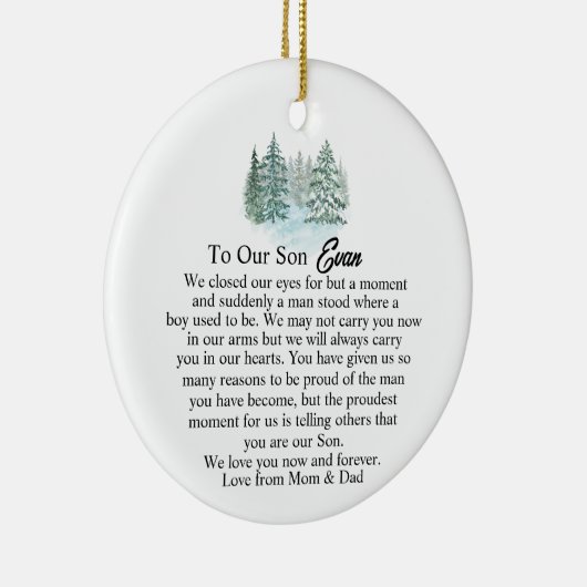 Ik sloot mijn ogen, zoon, sentimenteel aandenken g keramisch ornament (Rechts)