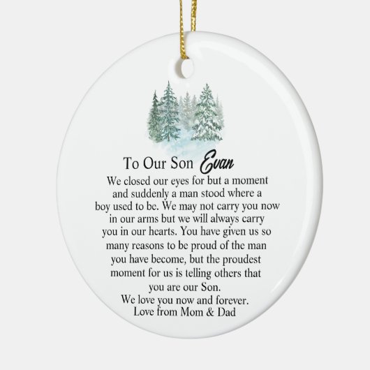 Ik sloot mijn ogen, zoon, sentimenteel aandenken g keramisch ornament (Links)