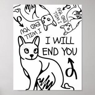 Ik sluit je af, Gamer Funny Minimal Cute Black Cat Poster