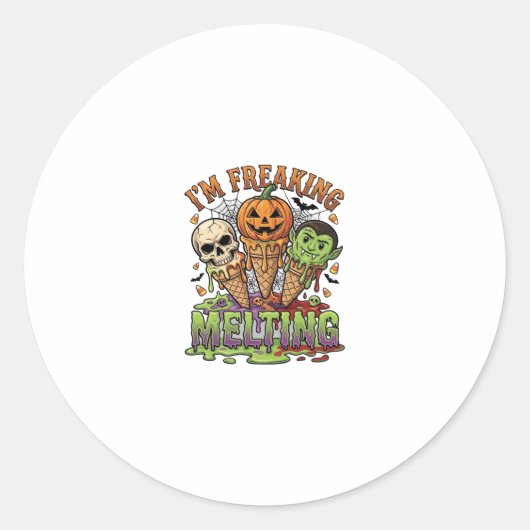 Ik Smelt Halloween Ijs Schedel Pomp Ronde Sticker (Voorkant)