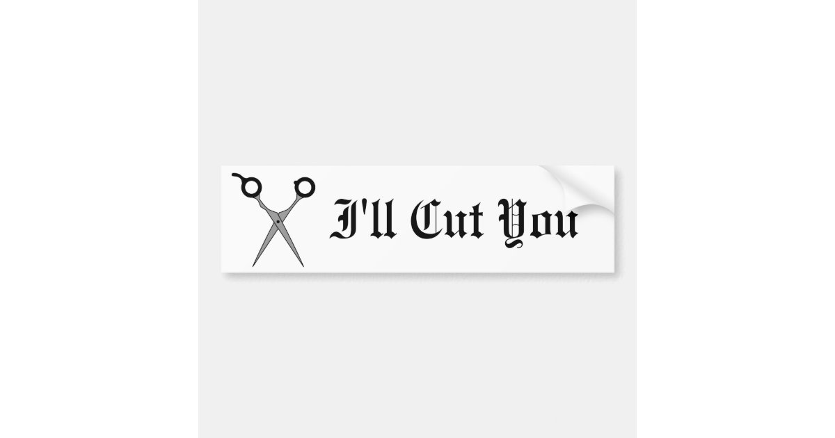 Ik snijd je af (Black Hair Cutting Scissors) Bumpersticker Zazzle.nl