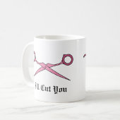 Ik snijd je af (roze haarsnijschaar) koffiemok (Voorkant links)