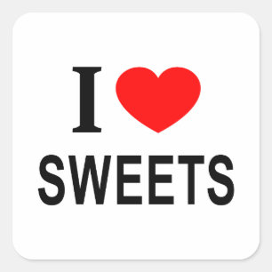 Ik ❤️ SNOEPJES IK HOU VAN SNOEPJES IK HART SNOEPJE Vierkante Sticker