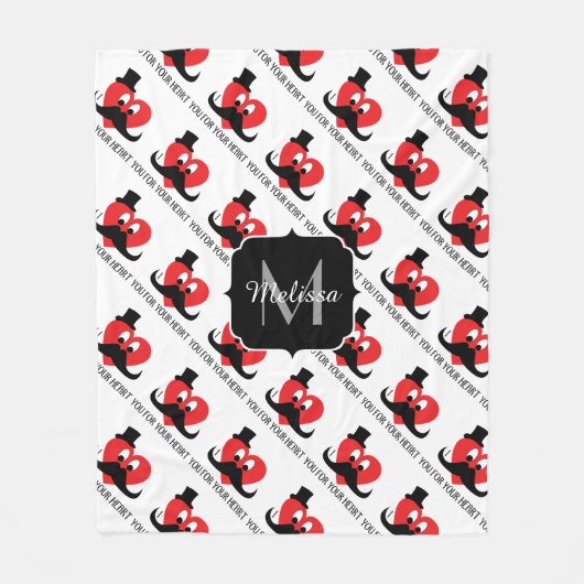 Ik snor je hart Valentijnsdag Monogram Fleece Deken (Voorkant)