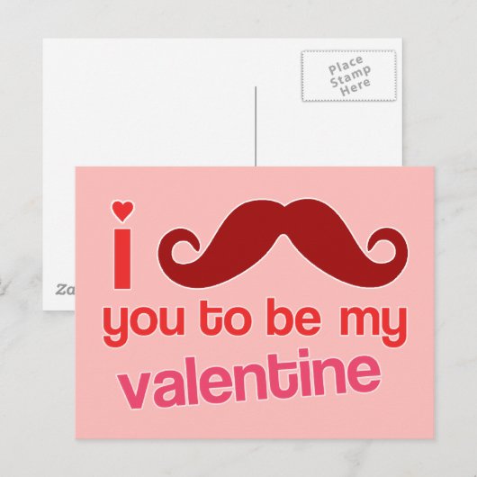 Ik snor je om mijn valentijn briefkaart te zijn (Voorkant / Achterkant)