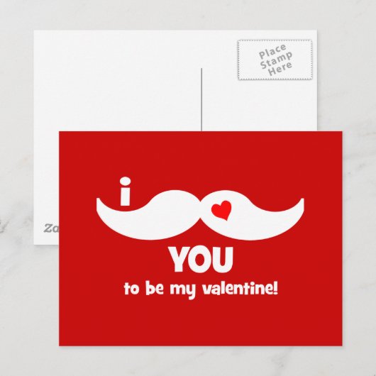 Ik snor je om mijn valentijn te zijn! feestdagenkaart (Voorkant / Achterkant)