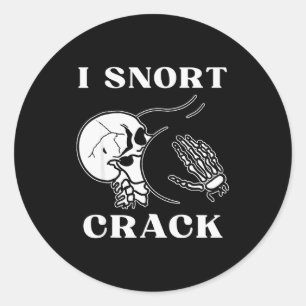 Ik Snort Crack Skelet Schedel Kont Grappig Soky Ha Ronde Sticker