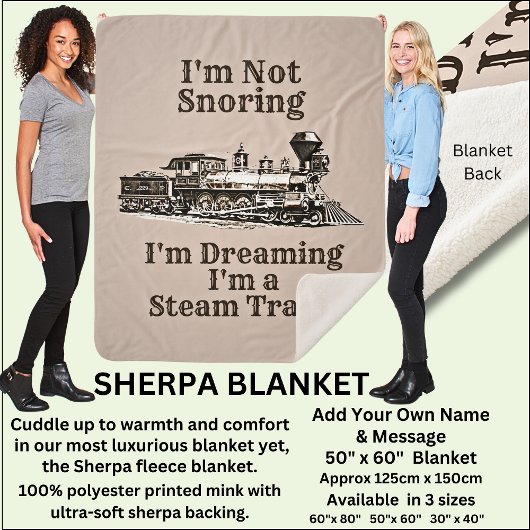 Ik snurk niet, ik droom dat ik een stoomtrein medi sherpa deken