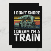 Ik snurk niet Ik droom Ik ben een Train  Retro Kaart (Voorkant / Achterkant)