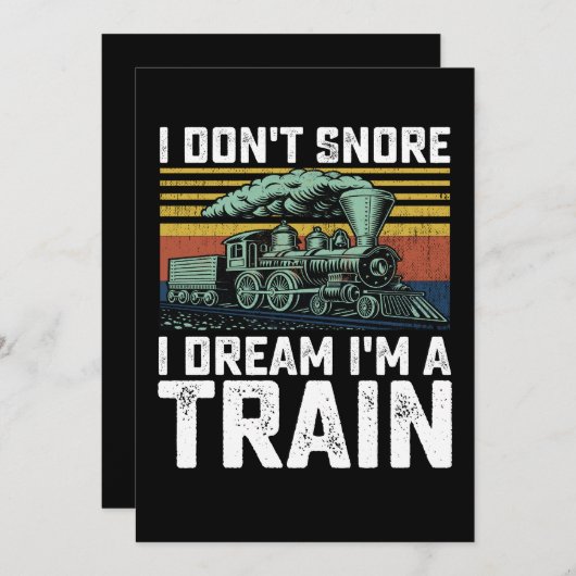 Ik snurk niet Ik droom Ik ben een Train  Retro Kaart (Voorkant / Achterkant)