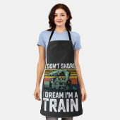 Ik snurk niet Ik droom Ik ben een Train  Retro Schort (Gedragen)