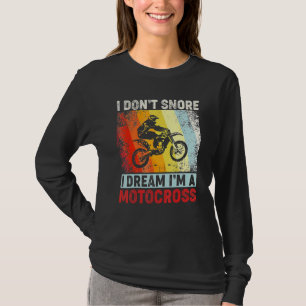 Ik snurk niet ik droom in een motorcross retro Vin T-shirt
